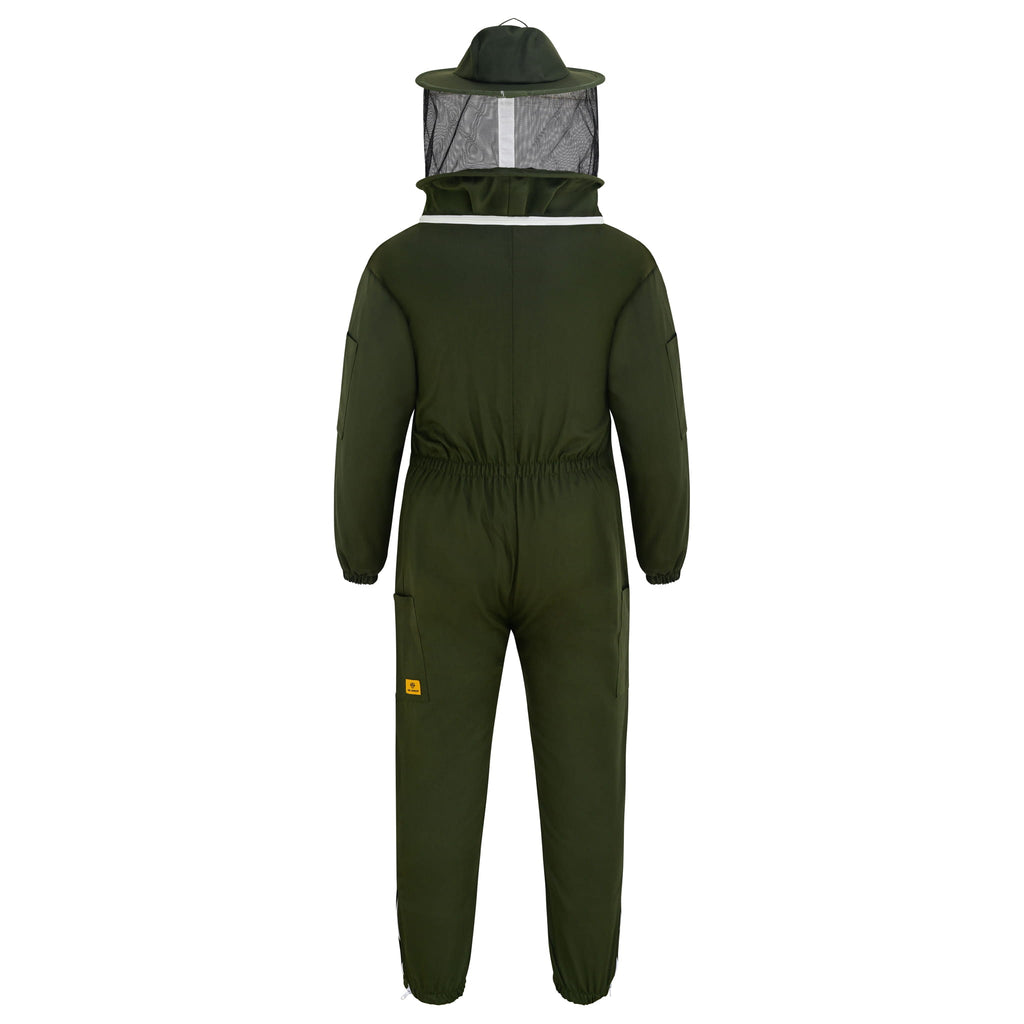 Cotton Beekeeping Suit with Rounded Veil - Green