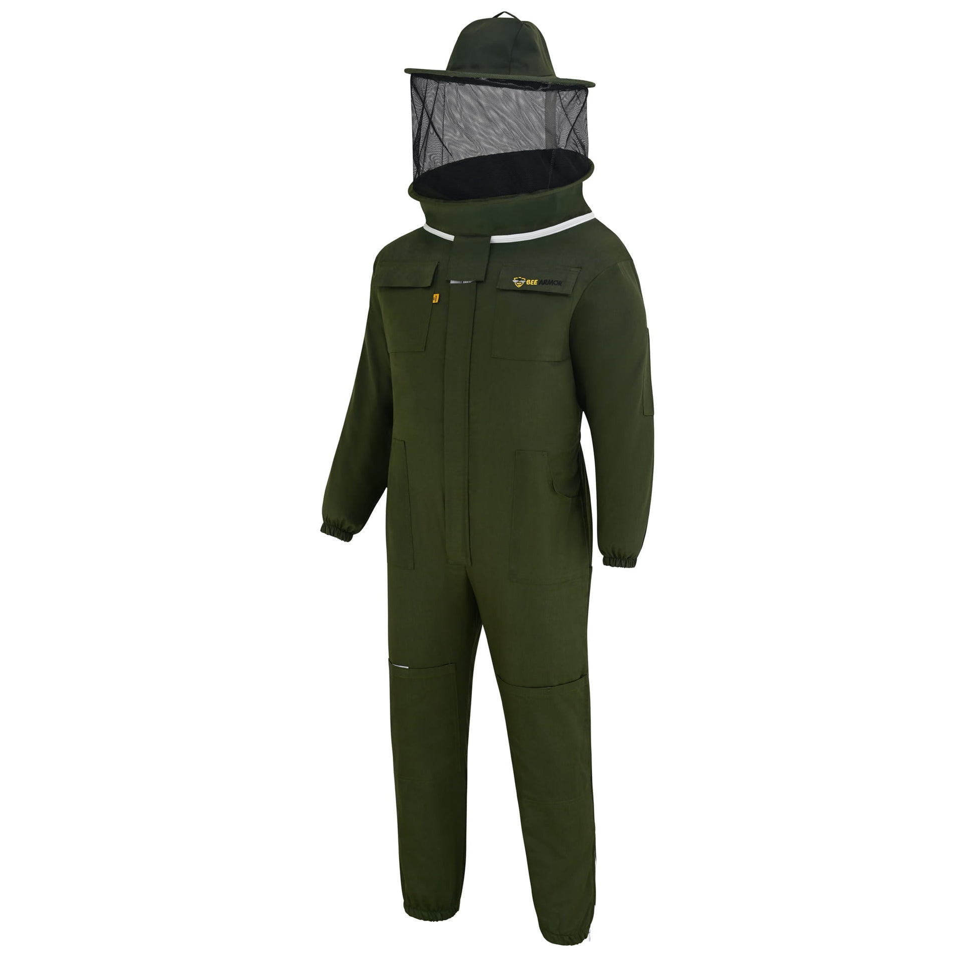 Cotton Beekeeping Suit with Rounded Veil - Green