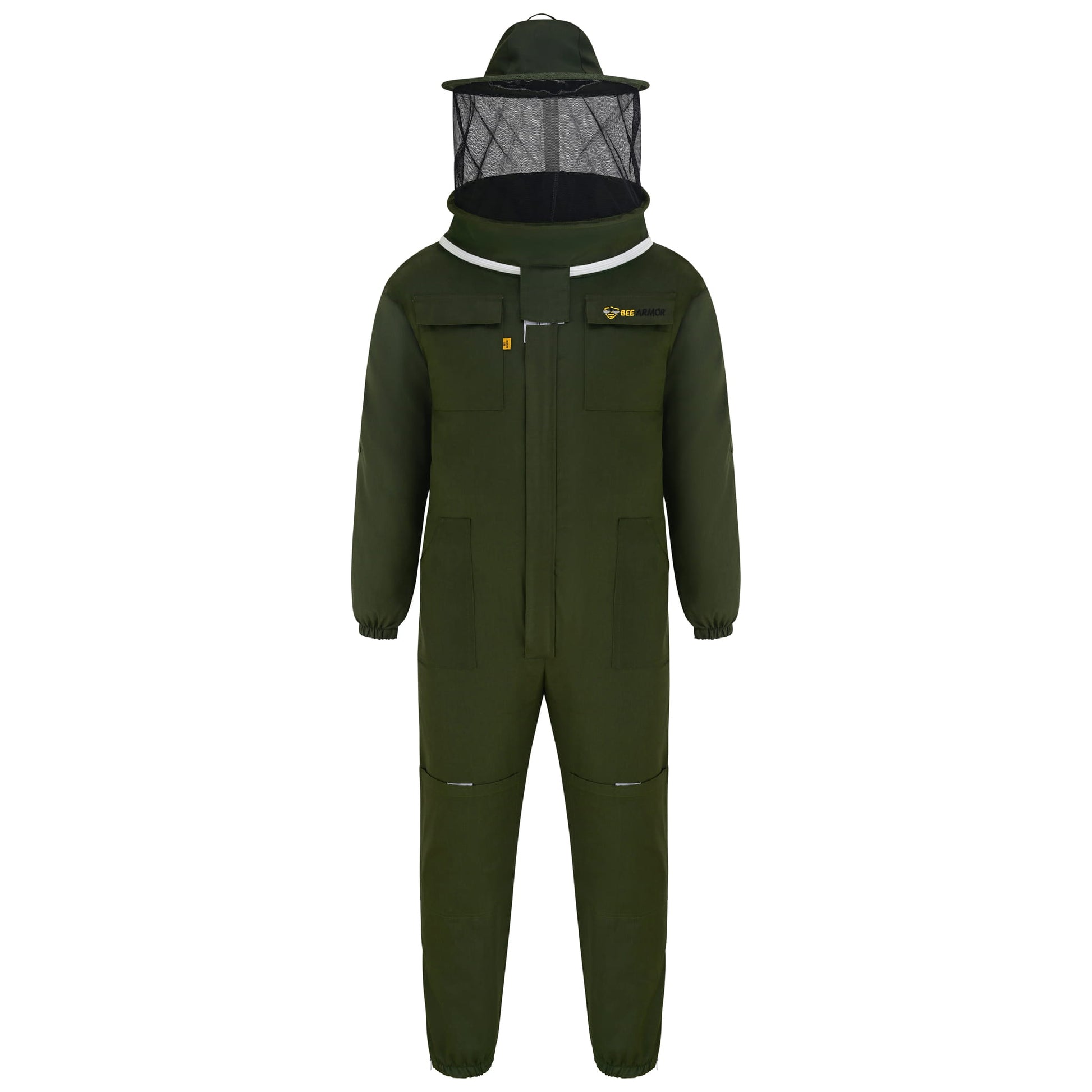 Cotton Beekeeping Suit with Rounded Veil - Green