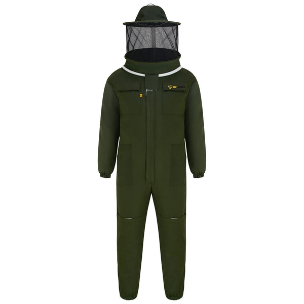 Cotton Beekeeping Suit with Rounded Veil - Green