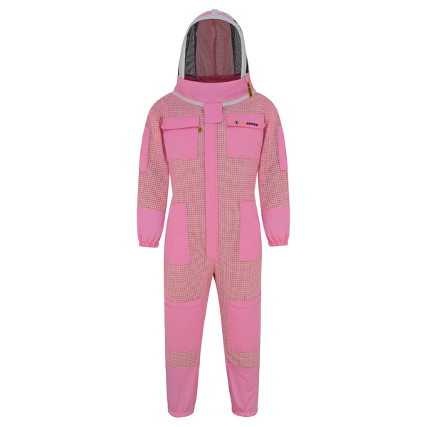 3-Layer Beekeeping Suit with Fencing Veil - Pink