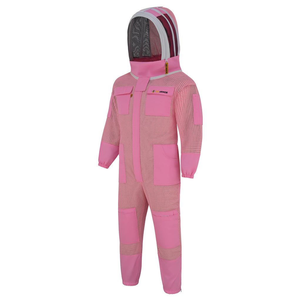 3-Layer Beekeeping Suit with Fencing Veil - Pink