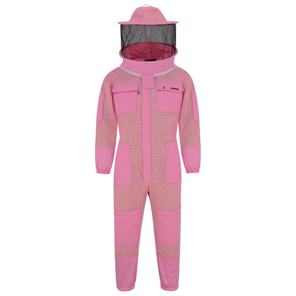 3-Layer Beekeeping Suit with Rounded Veil - Pink