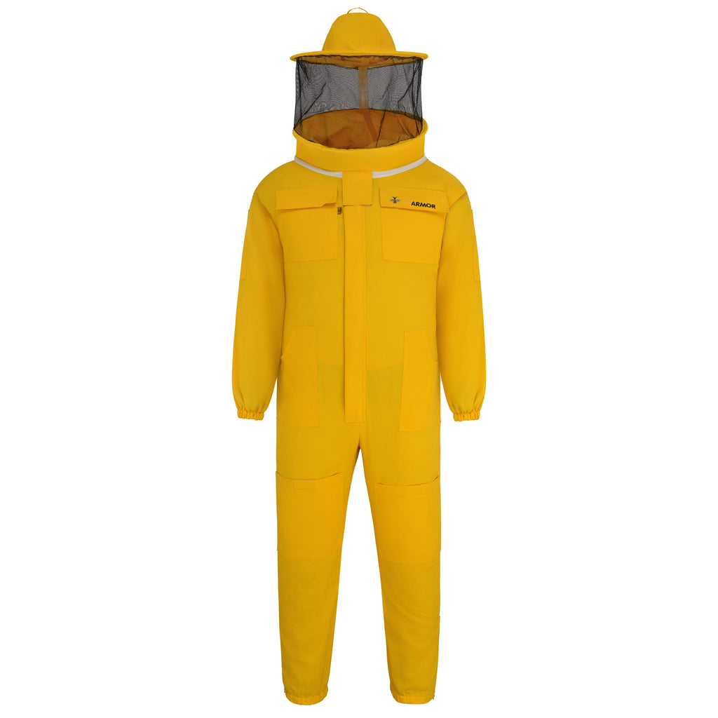 Cotton Beekeeping Suit with Rounded Veil - Yellow