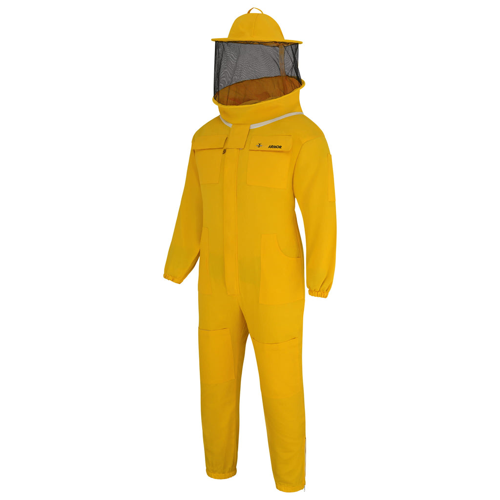 Cotton Beekeeping Suit with Rounded Veil - Yellow