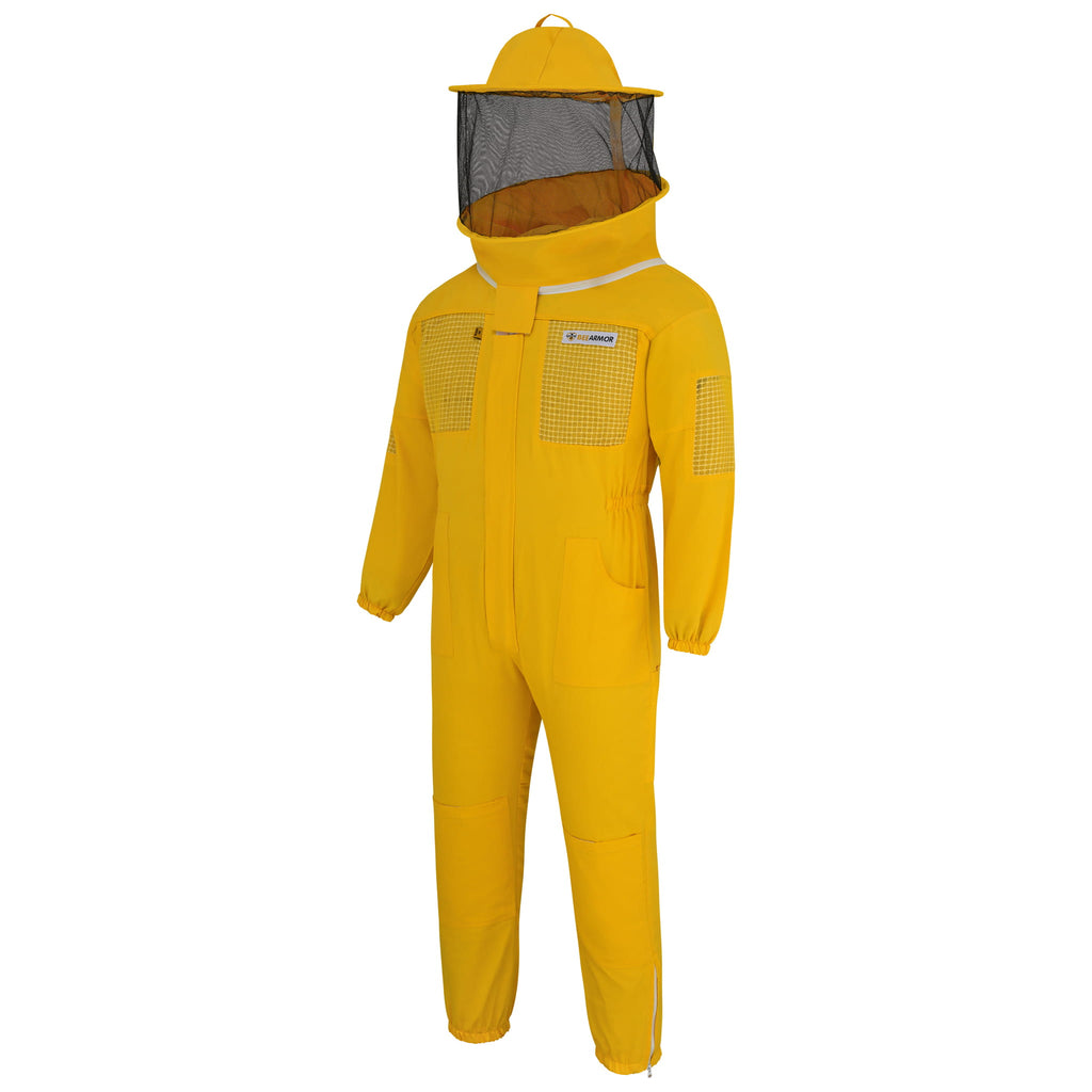Semi Ventilated Beekeeping Suit with Rounded Veil - Yellow