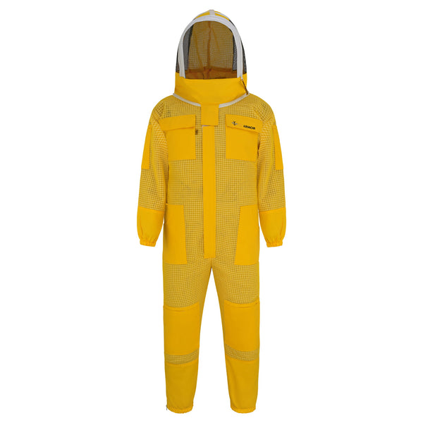 3-Layer Beekeeping Suit with Fencing Veil - Yellow