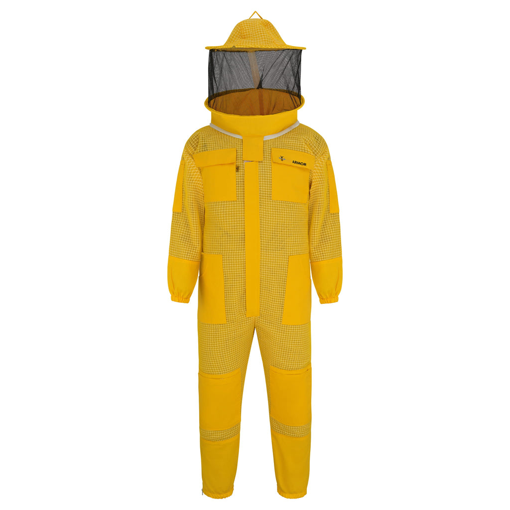 3-Layer Beekeeping Suit with Rounded Veil - Yellow