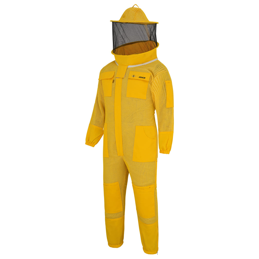 3-Layer Beekeeping Suit with Rounded Veil - Yellow