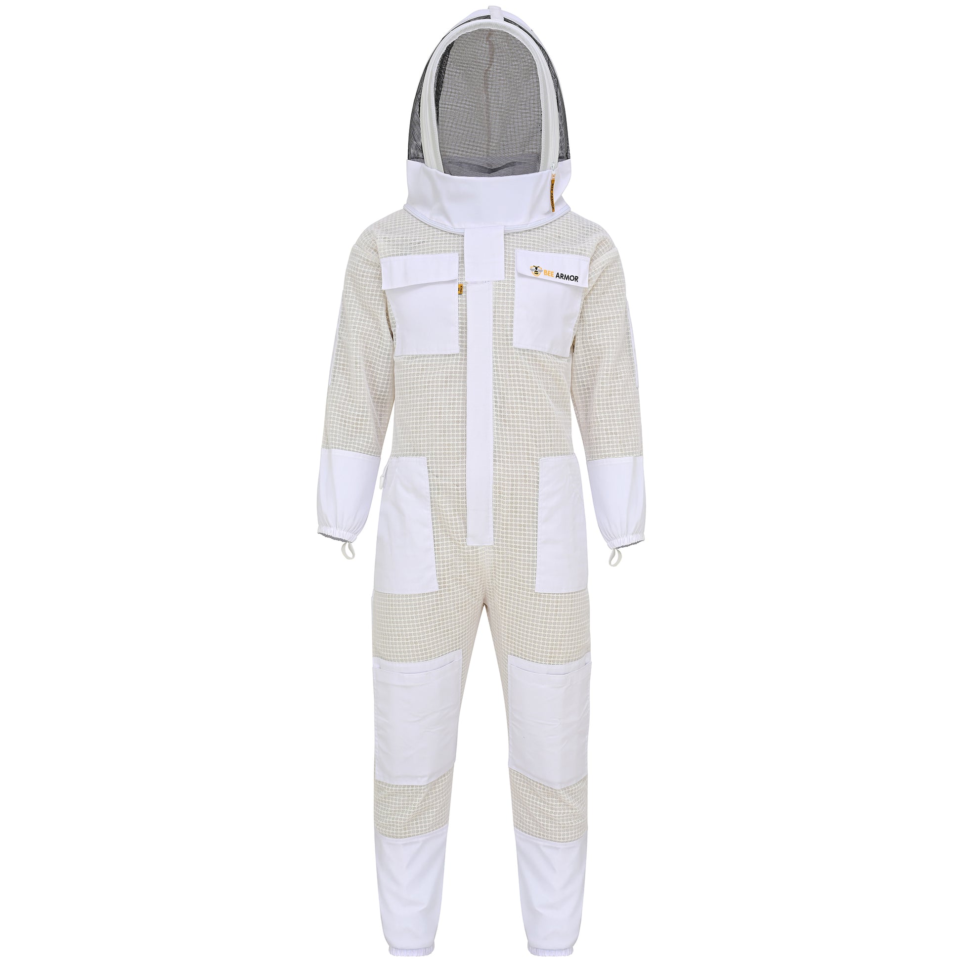 3-Layer Protection Beekeeping Suit with Fencing Veil - White
