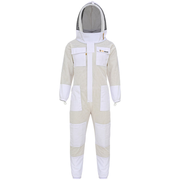 3-Layer Protection Beekeeping Suit with Fencing Veil - White
