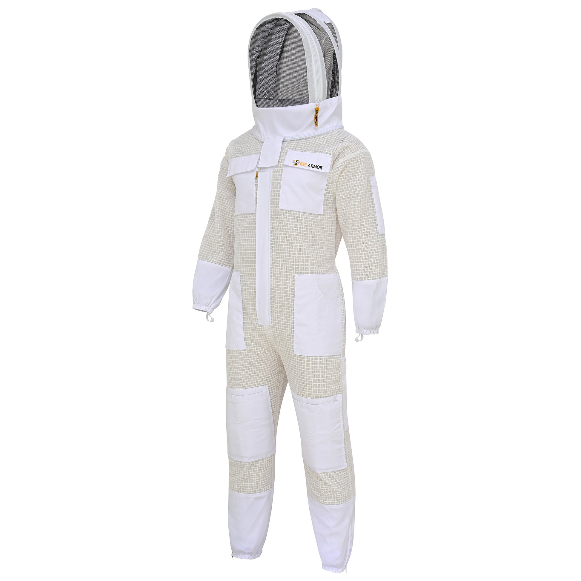 3-Layer Protection Beekeeping Suit with Fencing Veil - White