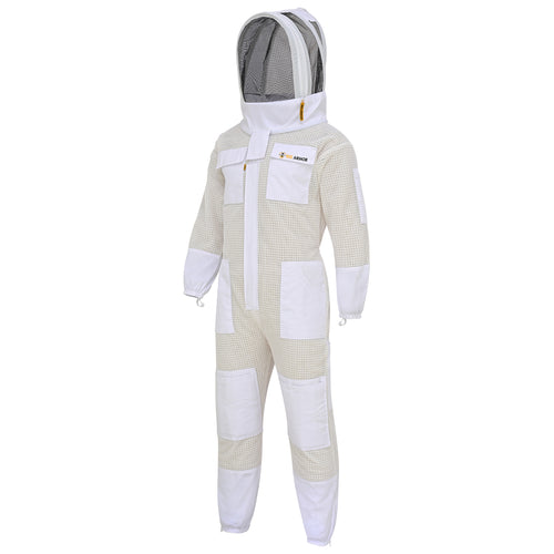 3-Layer Protection Beekeeping Suit with Fencing Veil - White