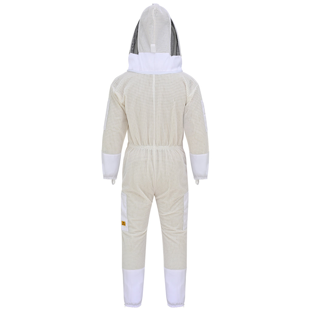 3-Layer Protection Beekeeping Suit with Fencing Veil - White