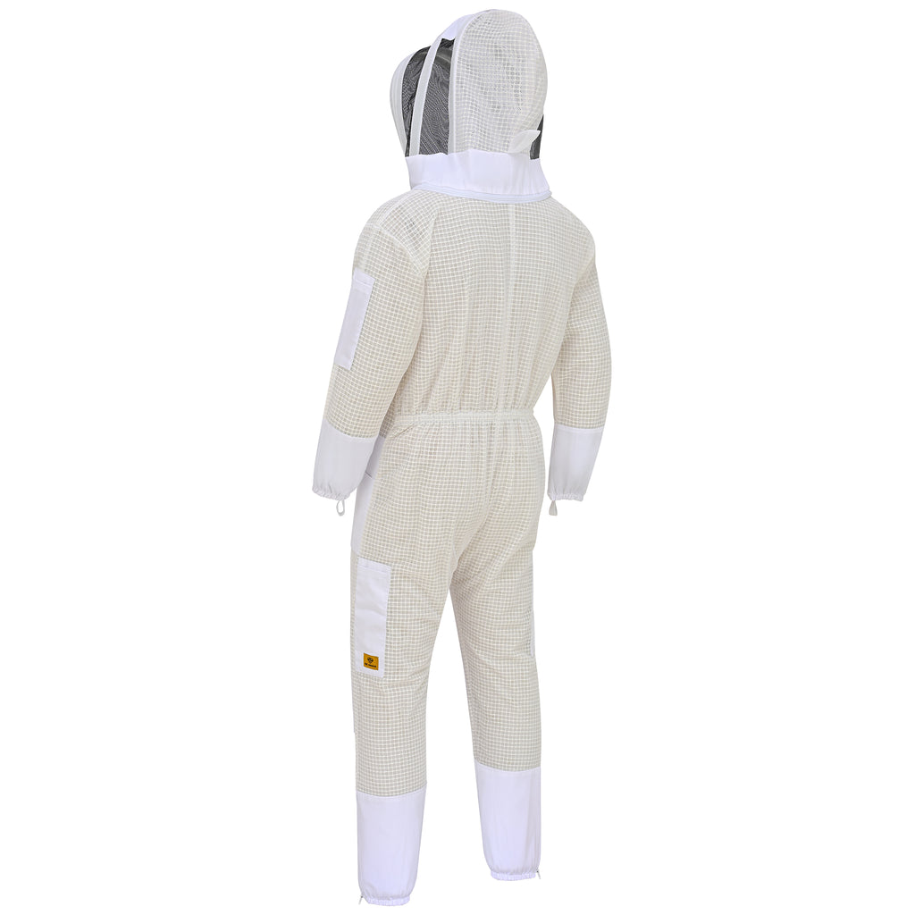 3-Layer Protection Beekeeping Suit with Fencing Veil - White