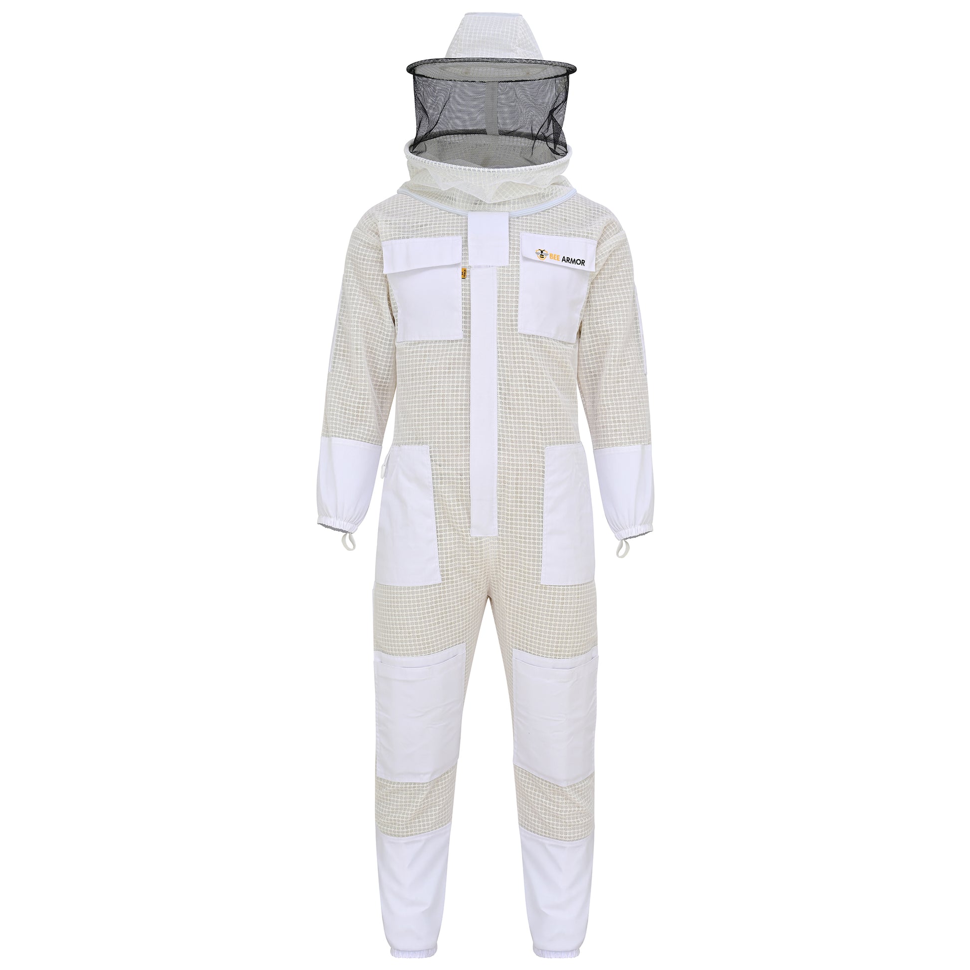 3-Layer Protection Beekeeping Suit with Rounded Veil- White