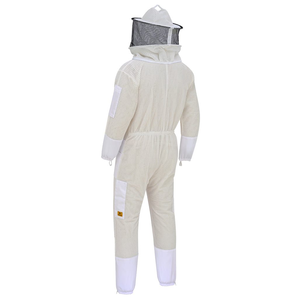 3-Layer Protection Beekeeping Suit with Rounded Veil- White