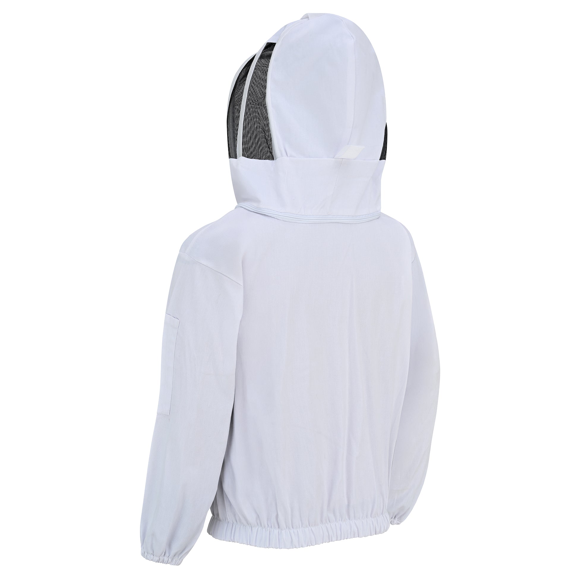 Cotton Beekeeping Jacket with Fencing Veil - White