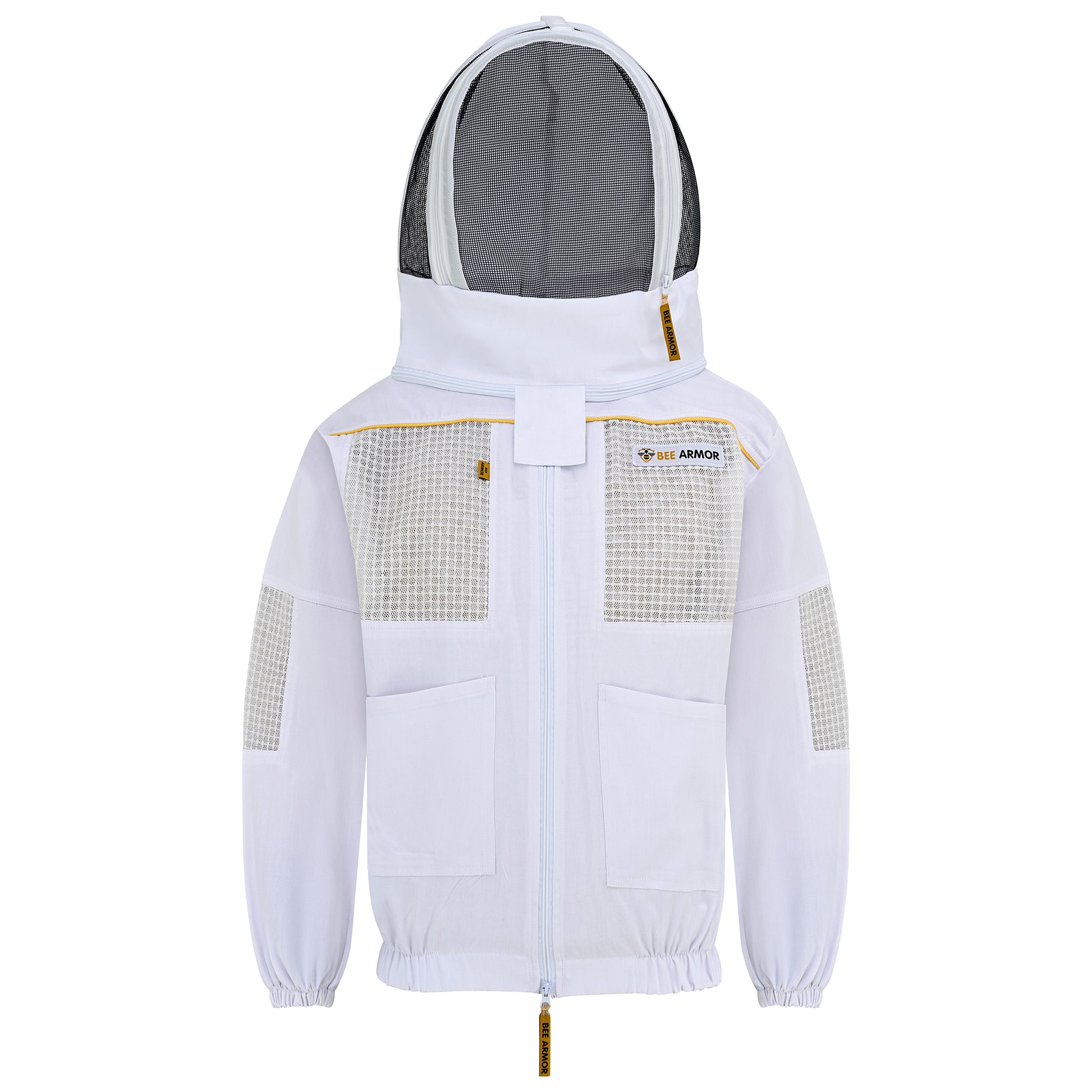 Semi-Ventilated Beekeeping Jacket with Fencing Veil - White