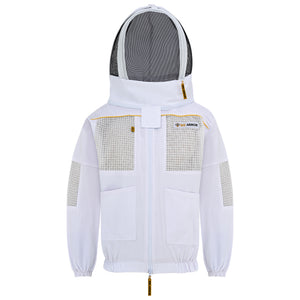 Semi-Ventilated Beekeeping Jacket with Fencing Veil - White