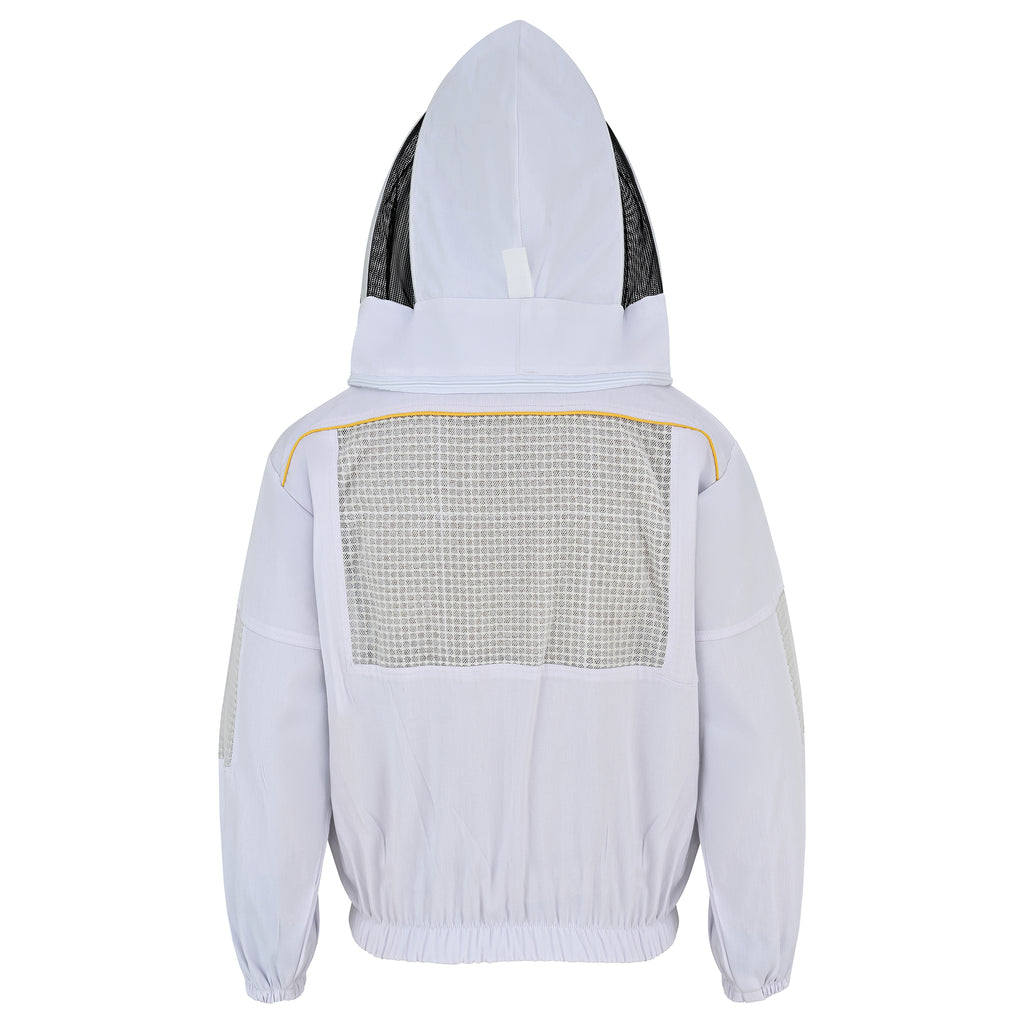 Semi-Ventilated Beekeeping Jacket with Fencing Veil - White