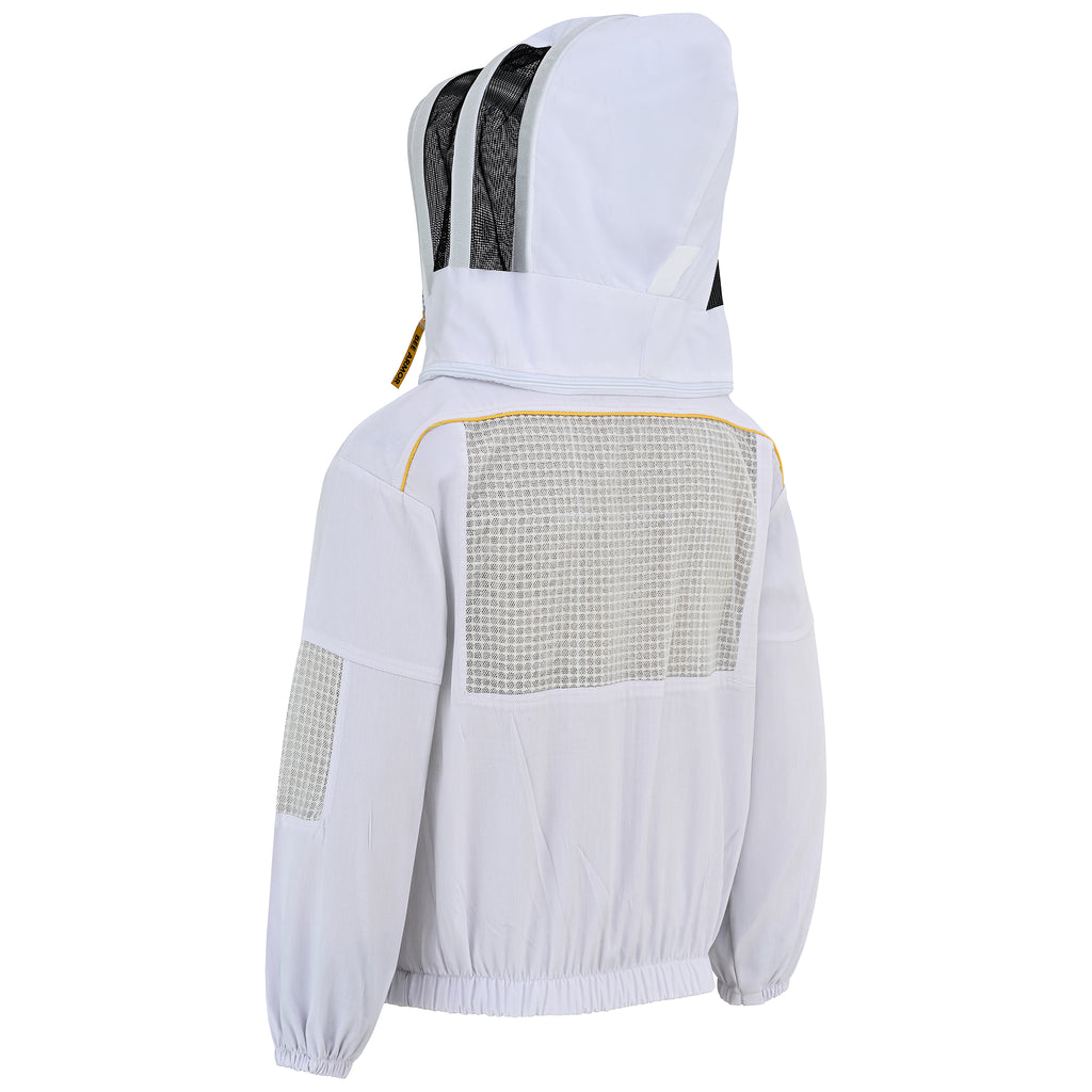 Semi-Ventilated Beekeeping Jacket with Fencing Veil - White