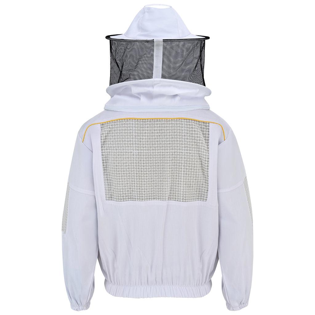 Semi-Ventilated Beekeeping Jacket with Rounded Veil - White