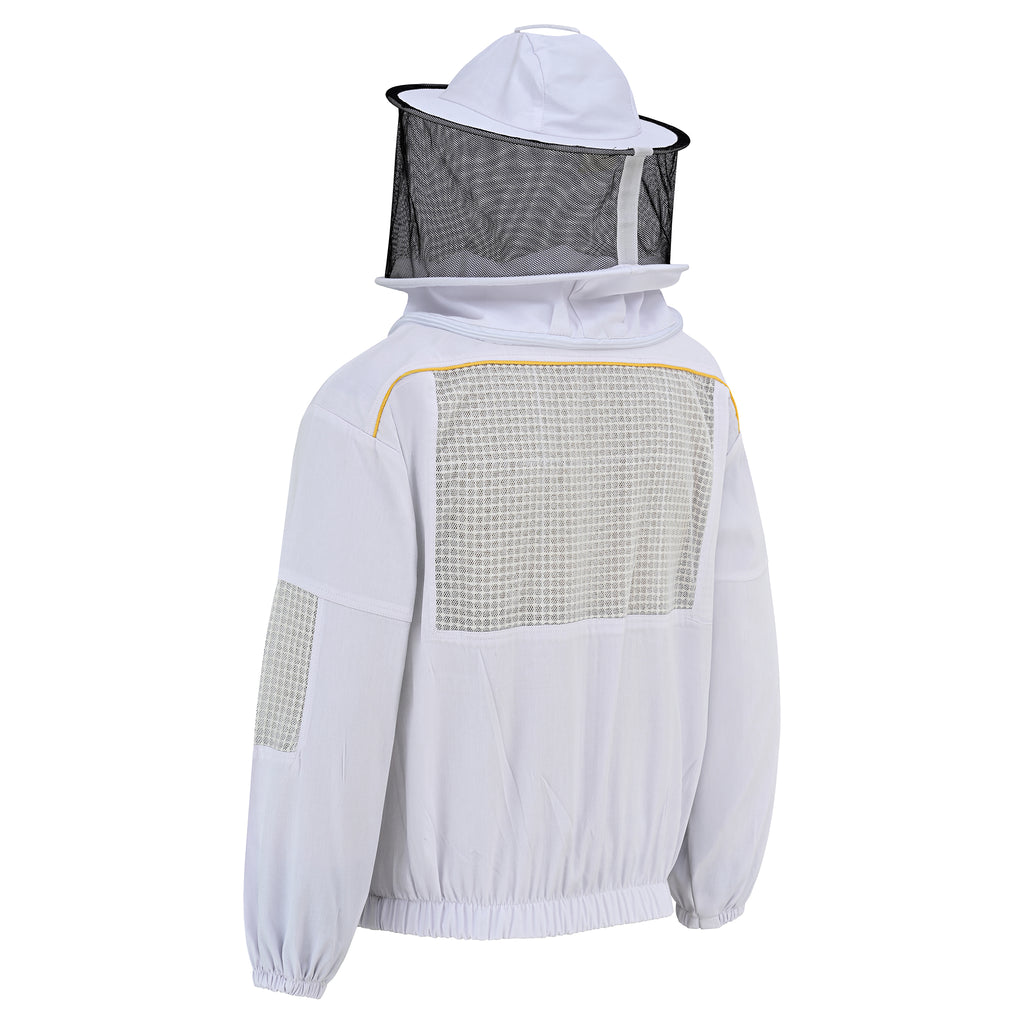 Semi-Ventilated Beekeeping Jacket with Rounded Veil - White