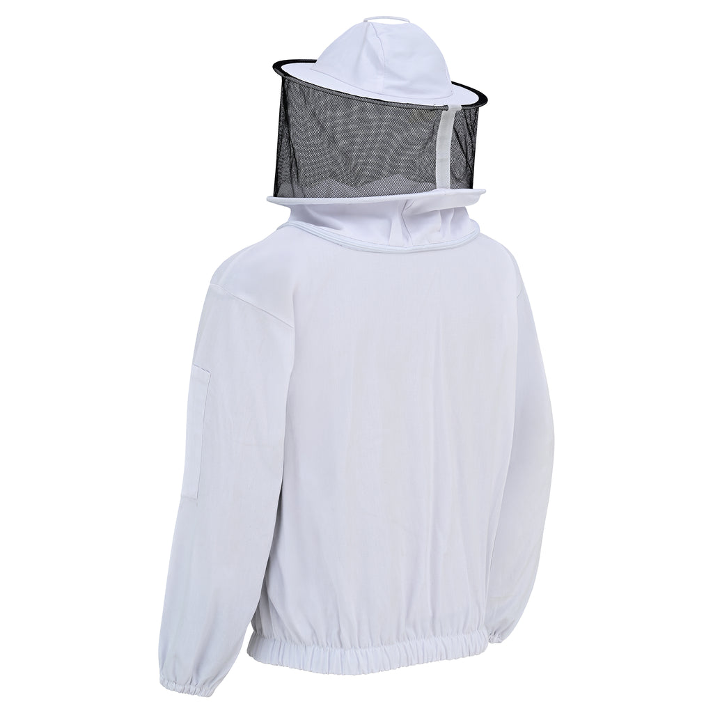 Cotton Beekeeping Jacket with Rounded Veil - White