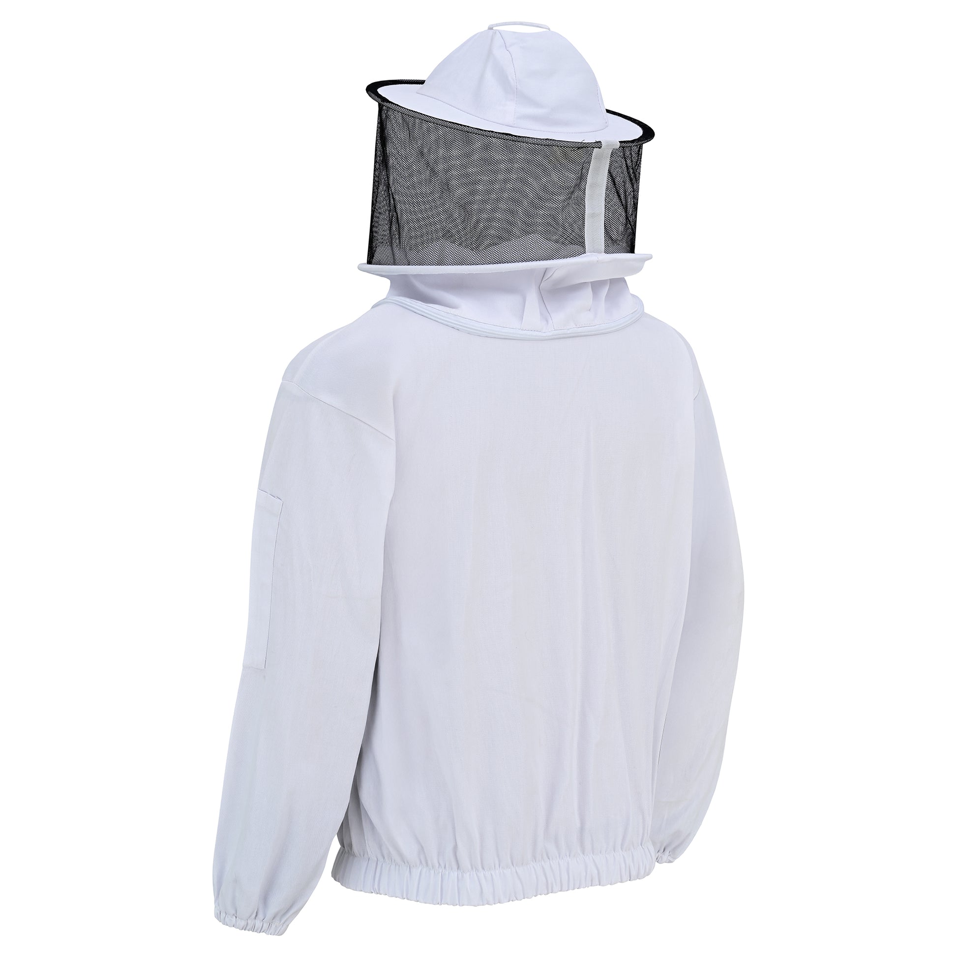Cotton Beekeeping Jacket with Rounded Veil - White