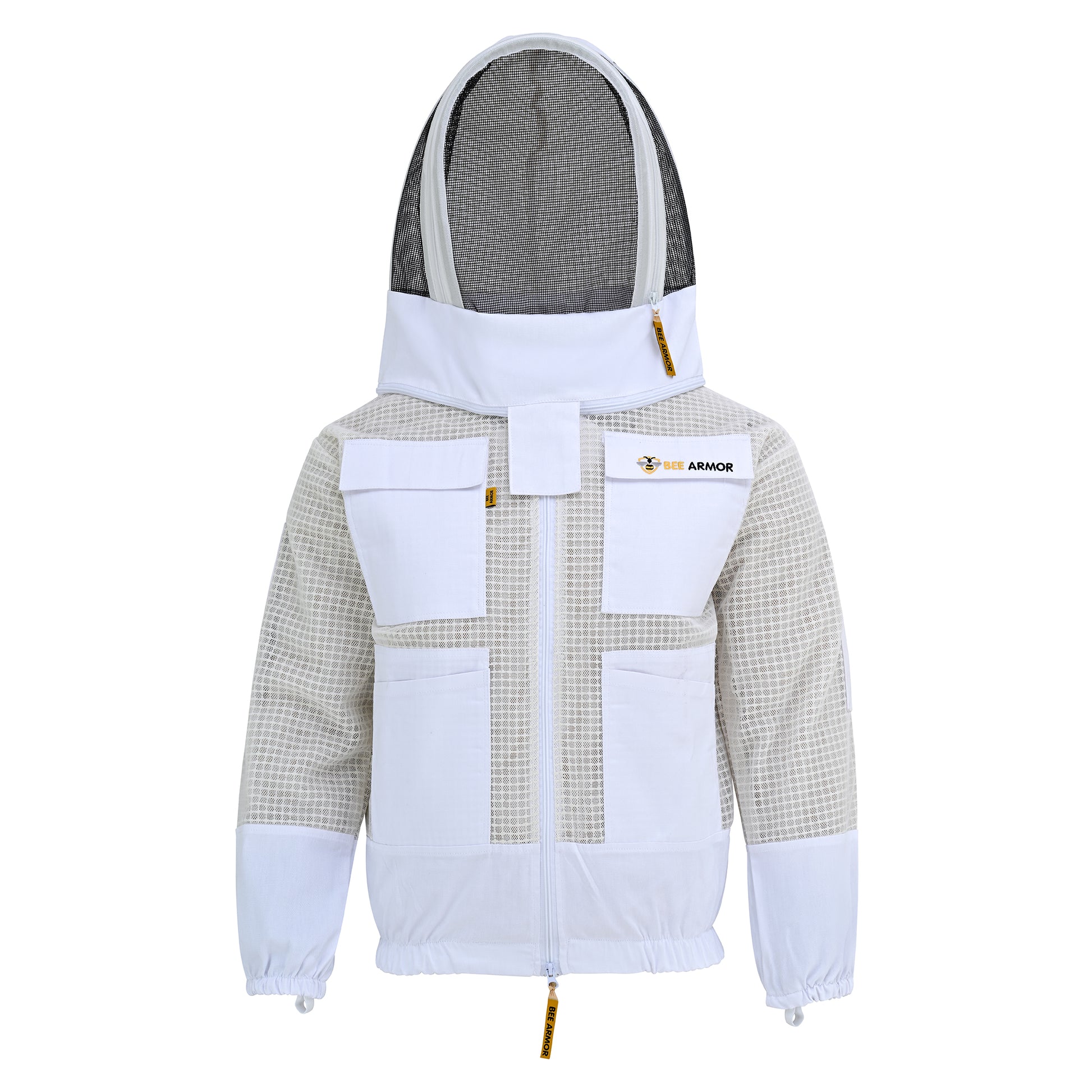 3 Layer Beekeeping Jacket with Fencing Veil - White