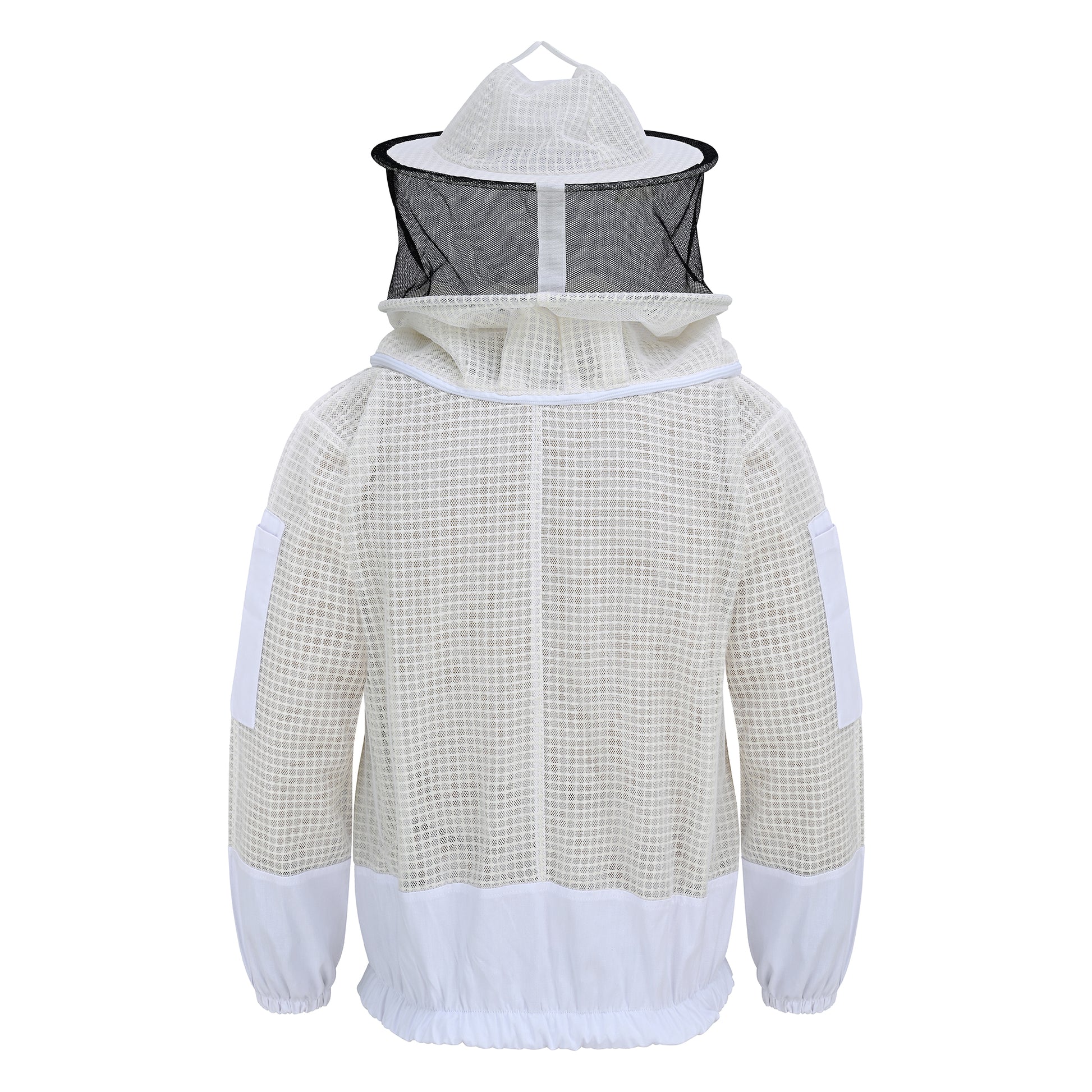 3 Layer Beekeeping Jacket with Rounded Veil - White