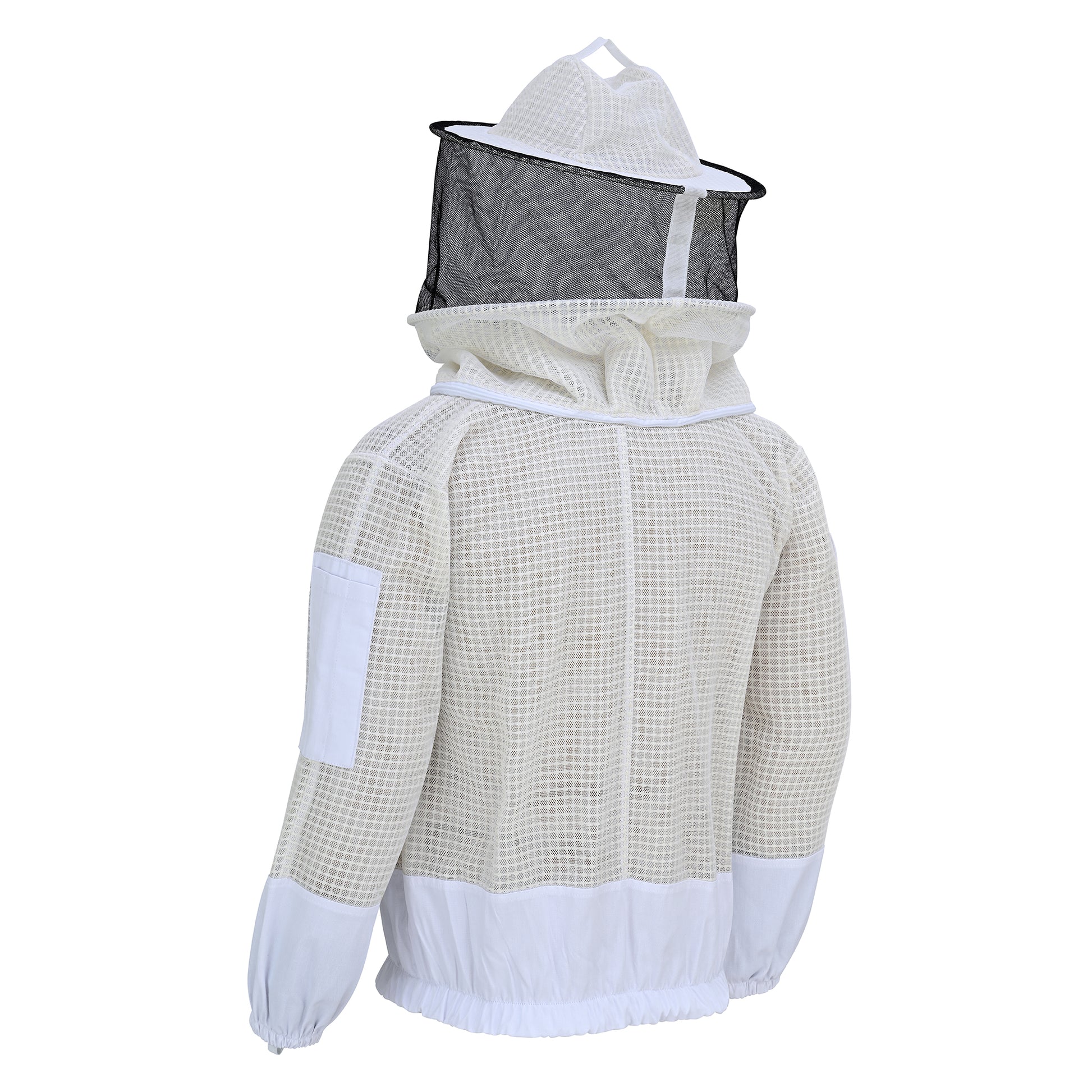 3 Layer Beekeeping Jacket with Rounded Veil - White