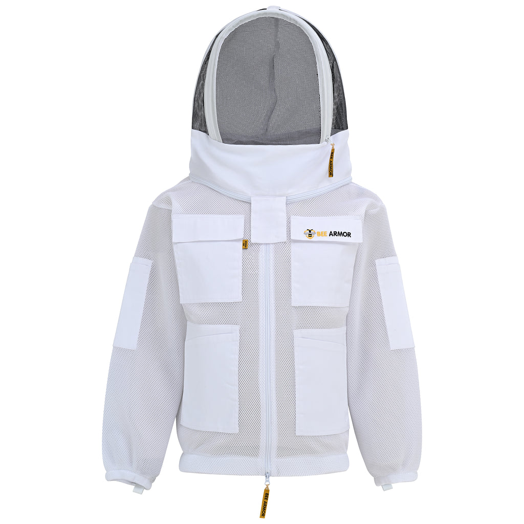 Airmesh Beekeeping Jacket with Fencing Veil - White