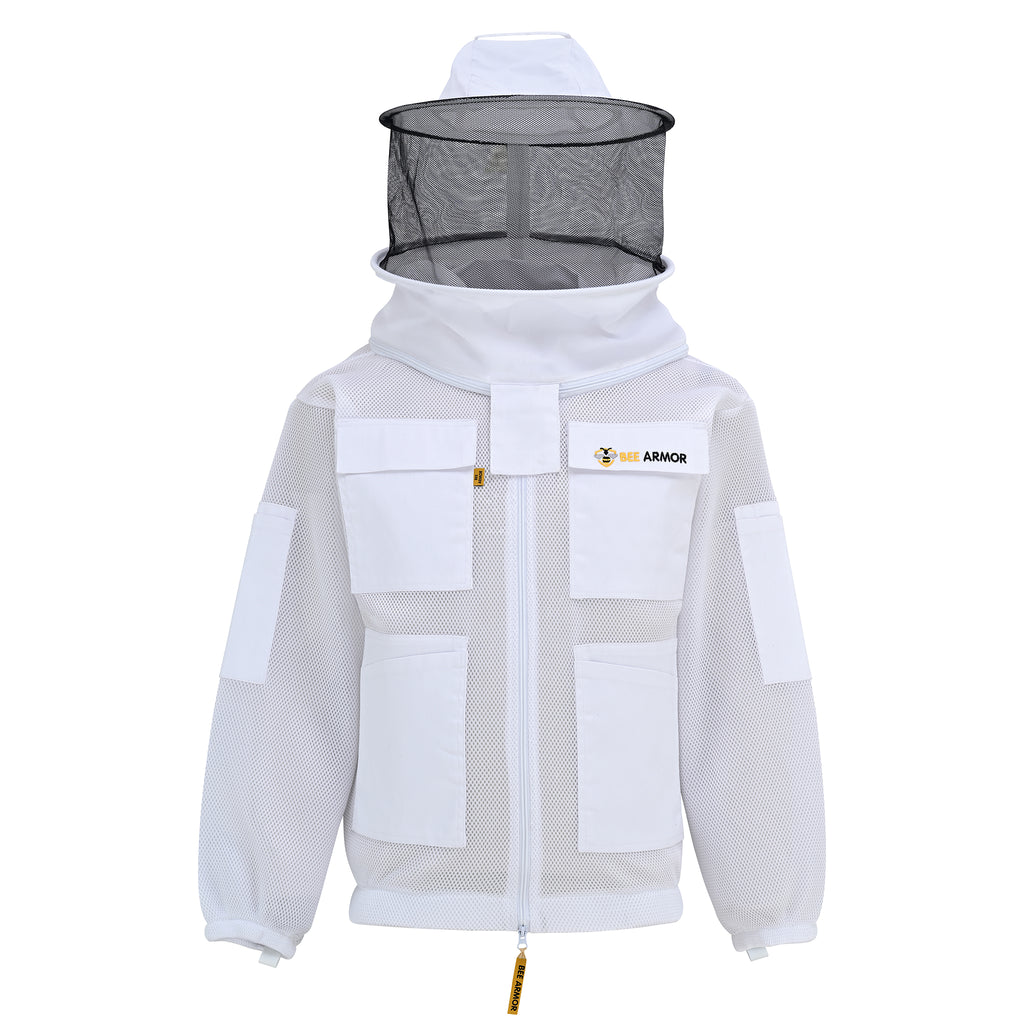 Airmesh Beekeeping Jacket with Rounded Veil - White