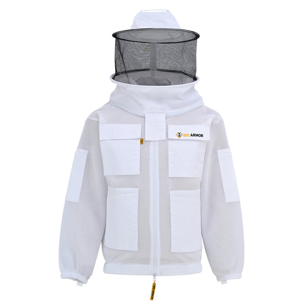 Airmesh Beekeeping Jacket with Rounded Veil - White