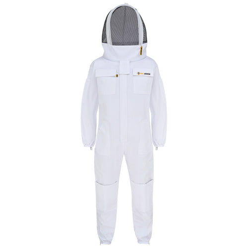Cotton Beekeeping Suit with Fencing Veil - White