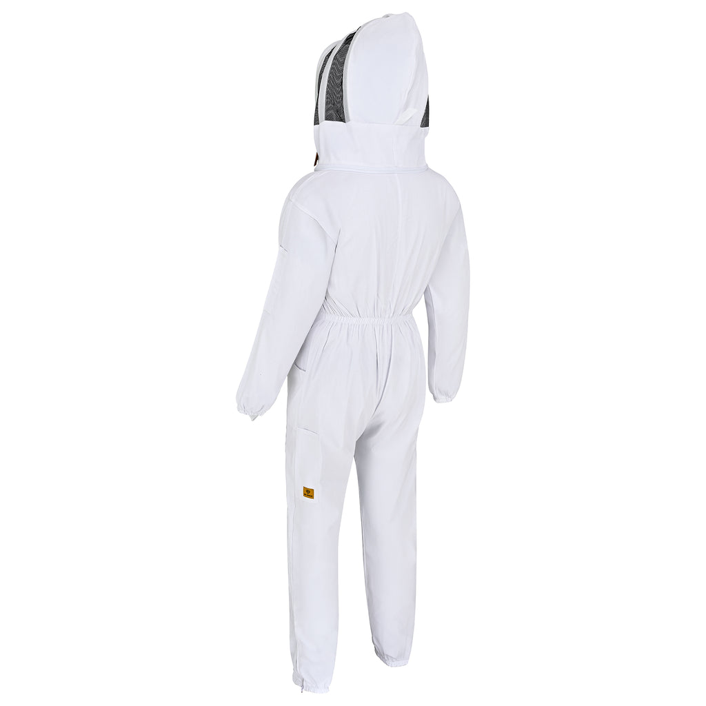 Cotton Beekeeping Suit with Fencing Veil - White