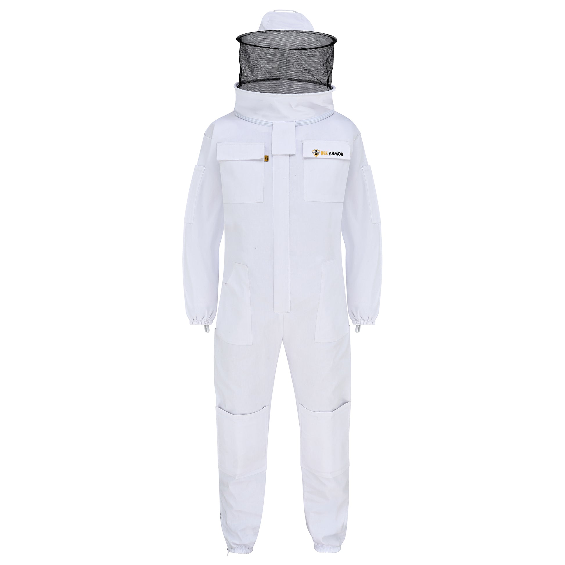 Cotton Beekeeping Suit with Rounded Veil - White