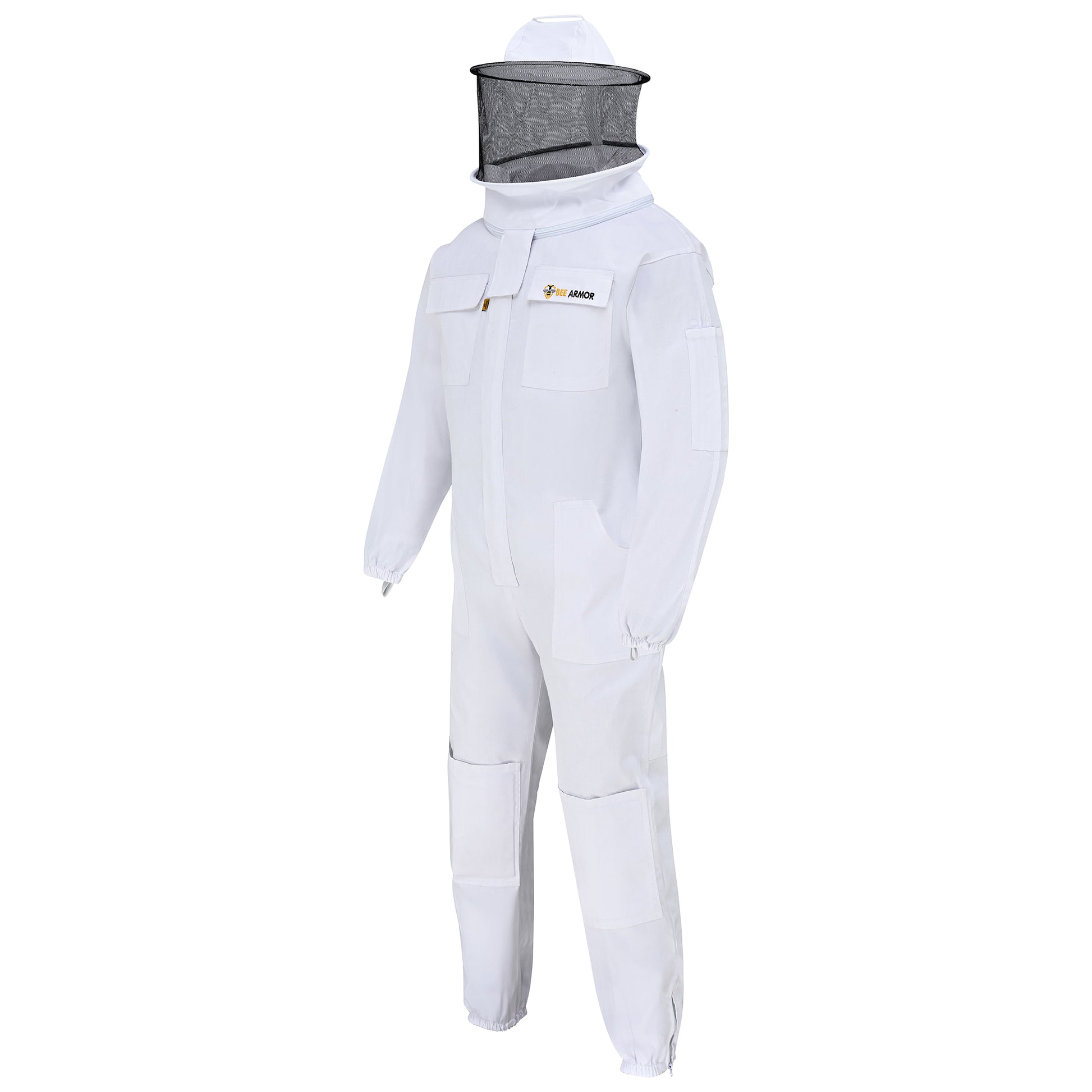 Cotton Beekeeping Suit with Rounded Veil - White