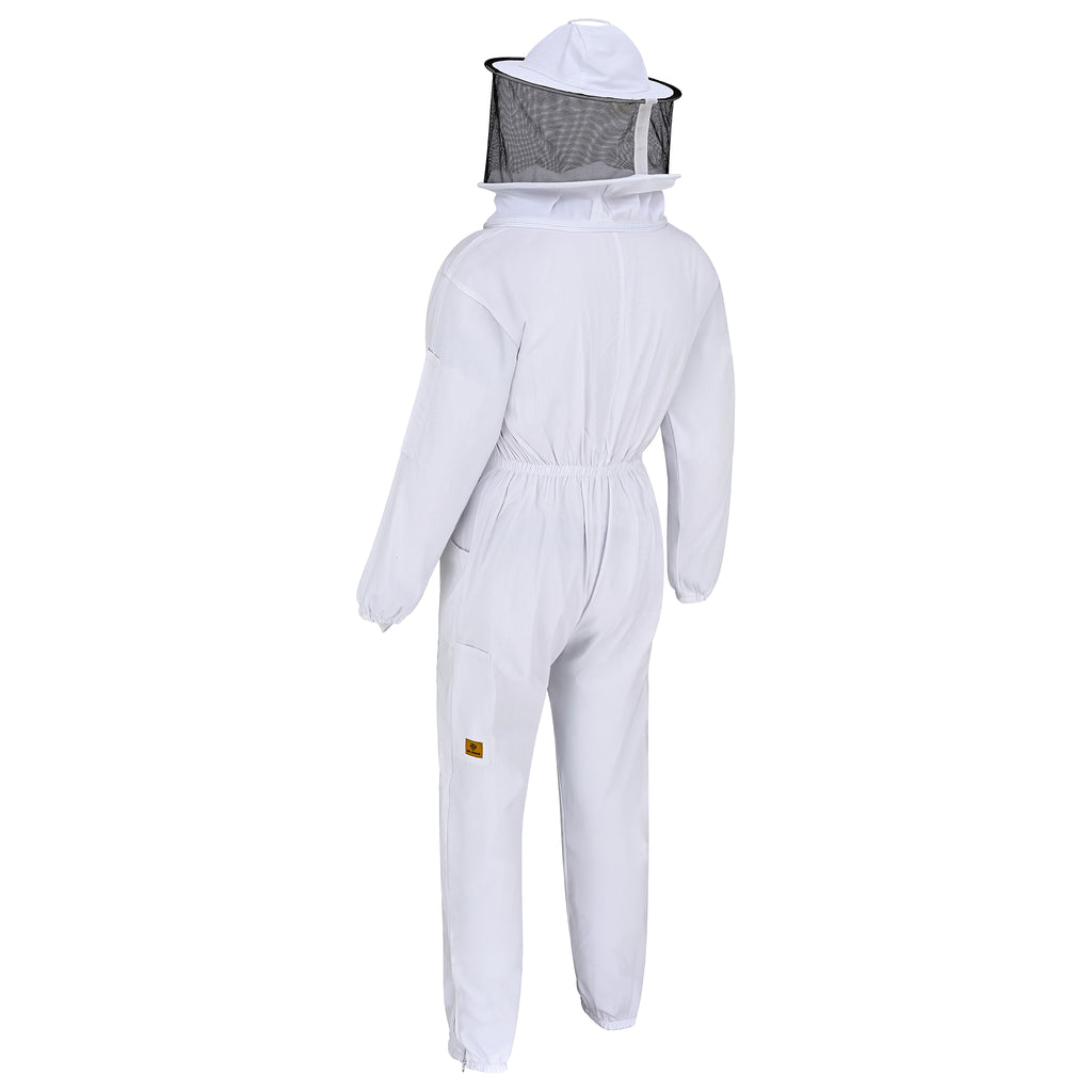 Cotton Beekeeping Suit with Rounded Veil - White