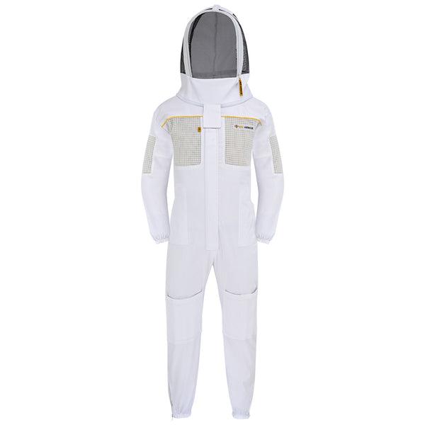 Semi-Ventilated Beekeeping Suit with Fencing Veil - White