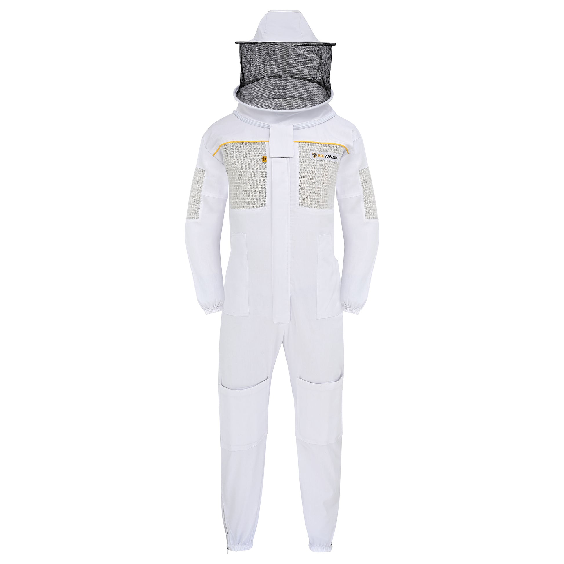 Semi-Ventilated Beekeeping Suit with Rounded Veil - White