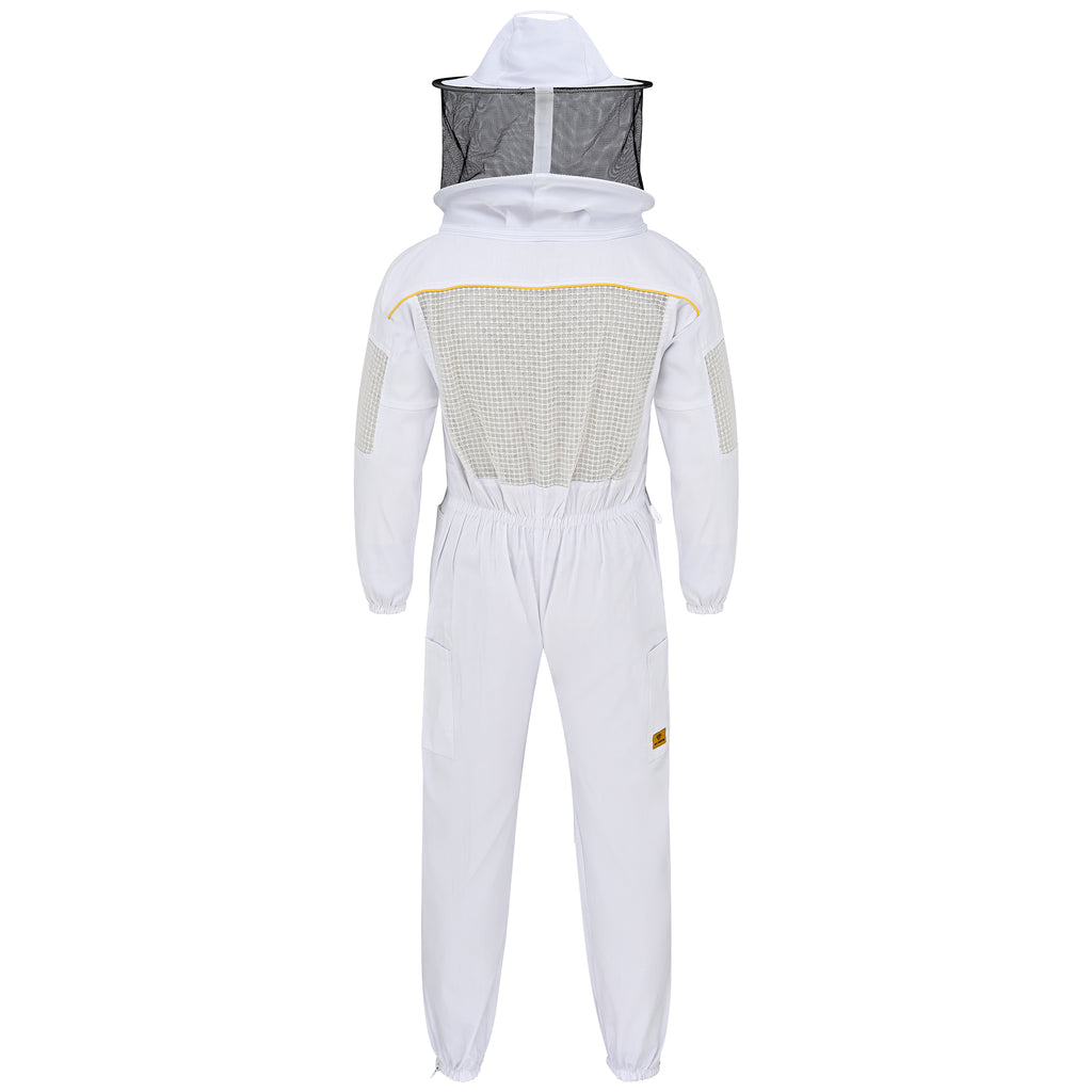 Semi-Ventilated Beekeeping Suit with Rounded Veil - White