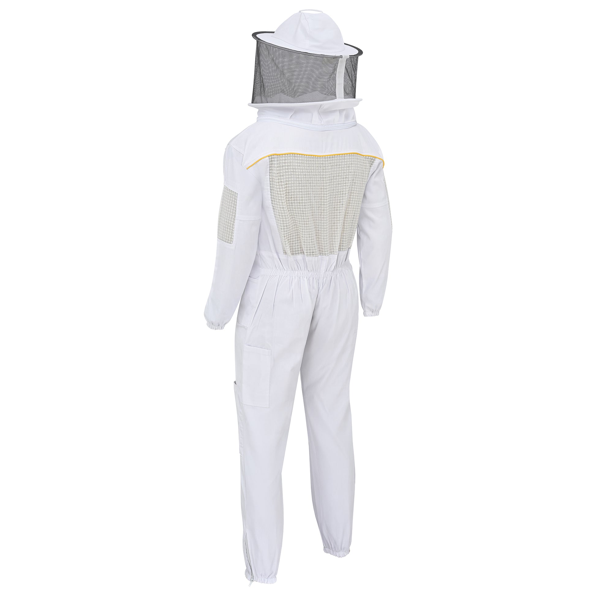 Semi-Ventilated Beekeeping Suit with Rounded Veil - White