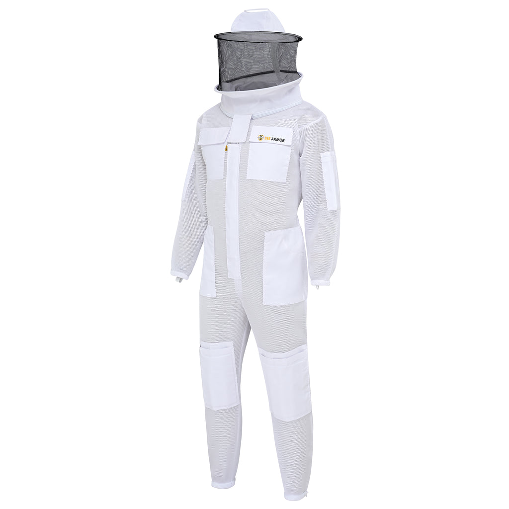 Airmesh Beekeeping Suit with Rounded Veil - White