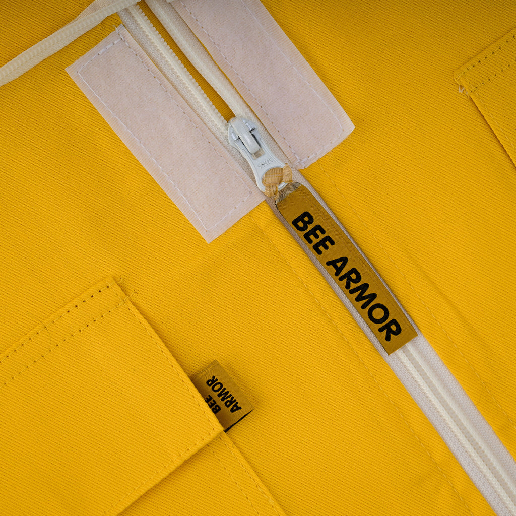 Cotton Beekeeping Jacket with Rounded Veil - Yellow
