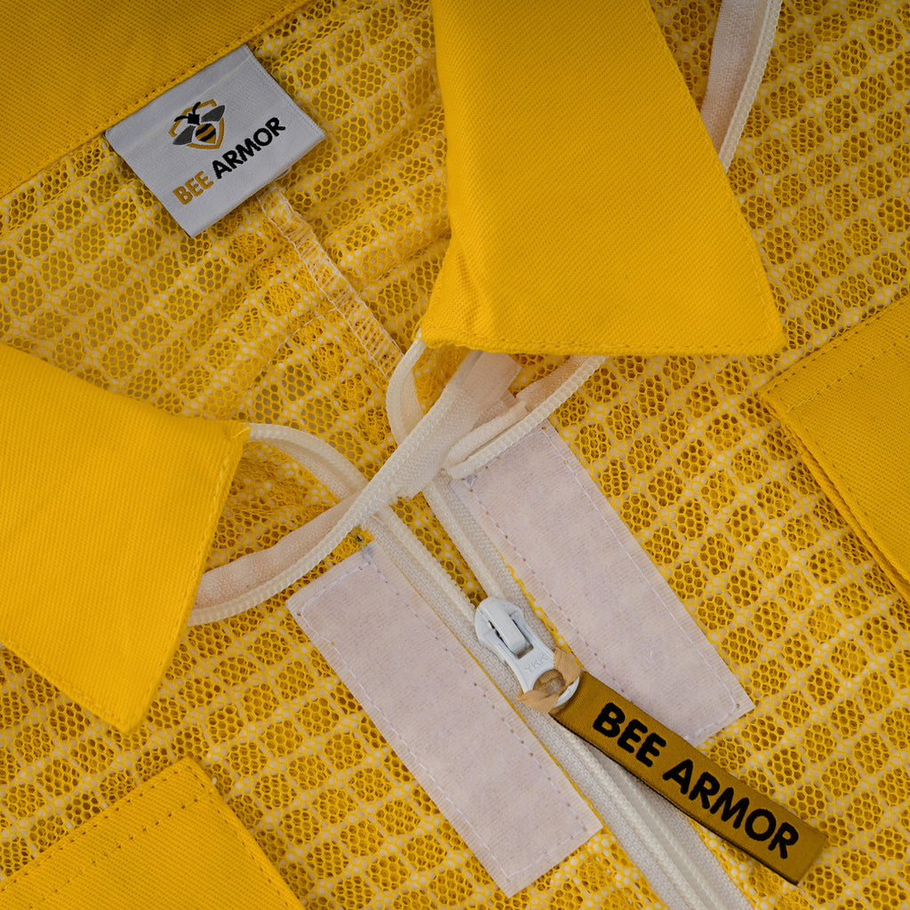 Semi Ventilated Beekeeping Jacket with Fencing Veil - Yellow