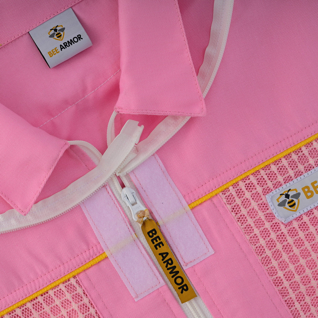 Semi Ventilated Beekeeping Jacket with Fencing Veil - Pink