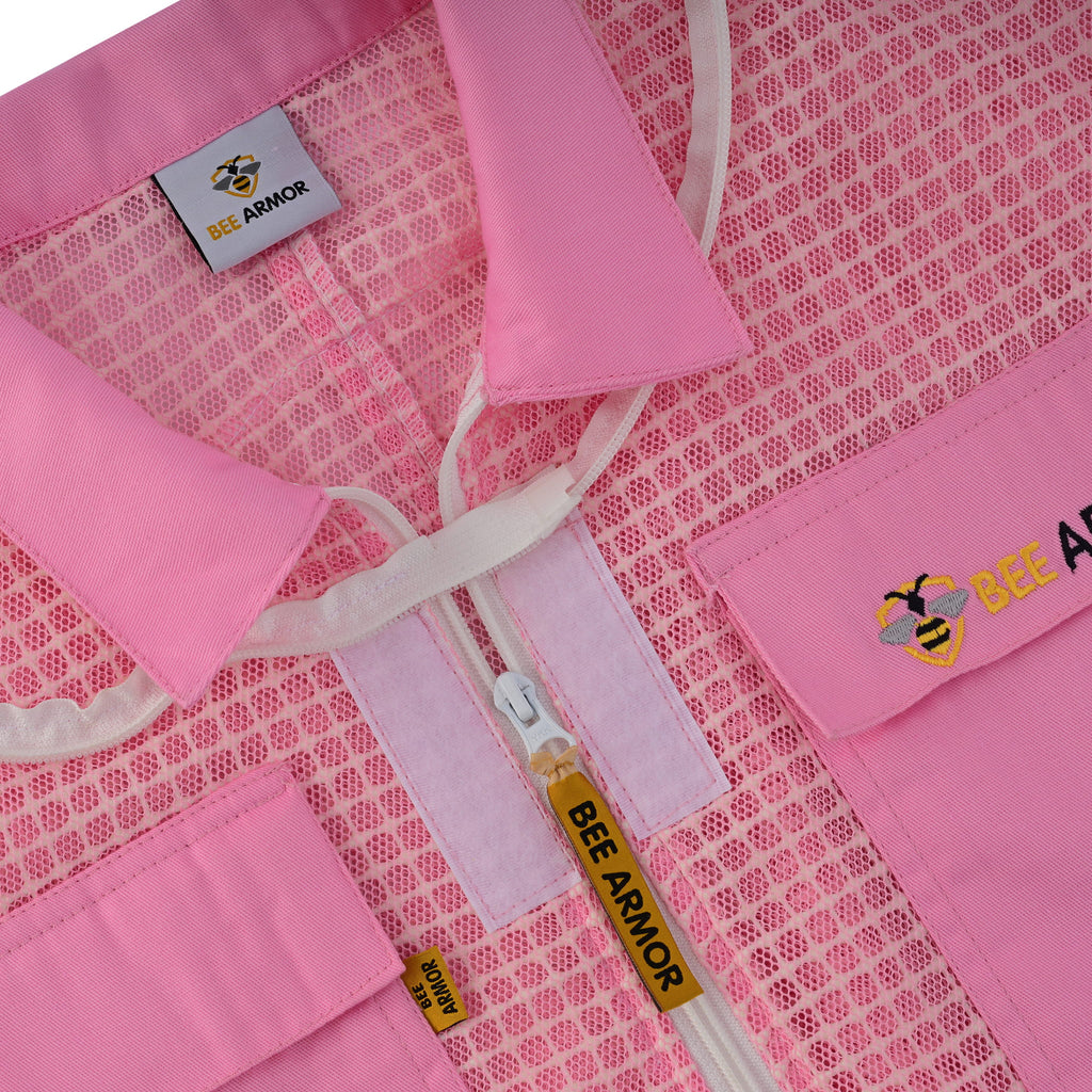 3 Layer Beekeeping Jacket with Rounded Veil - Pink